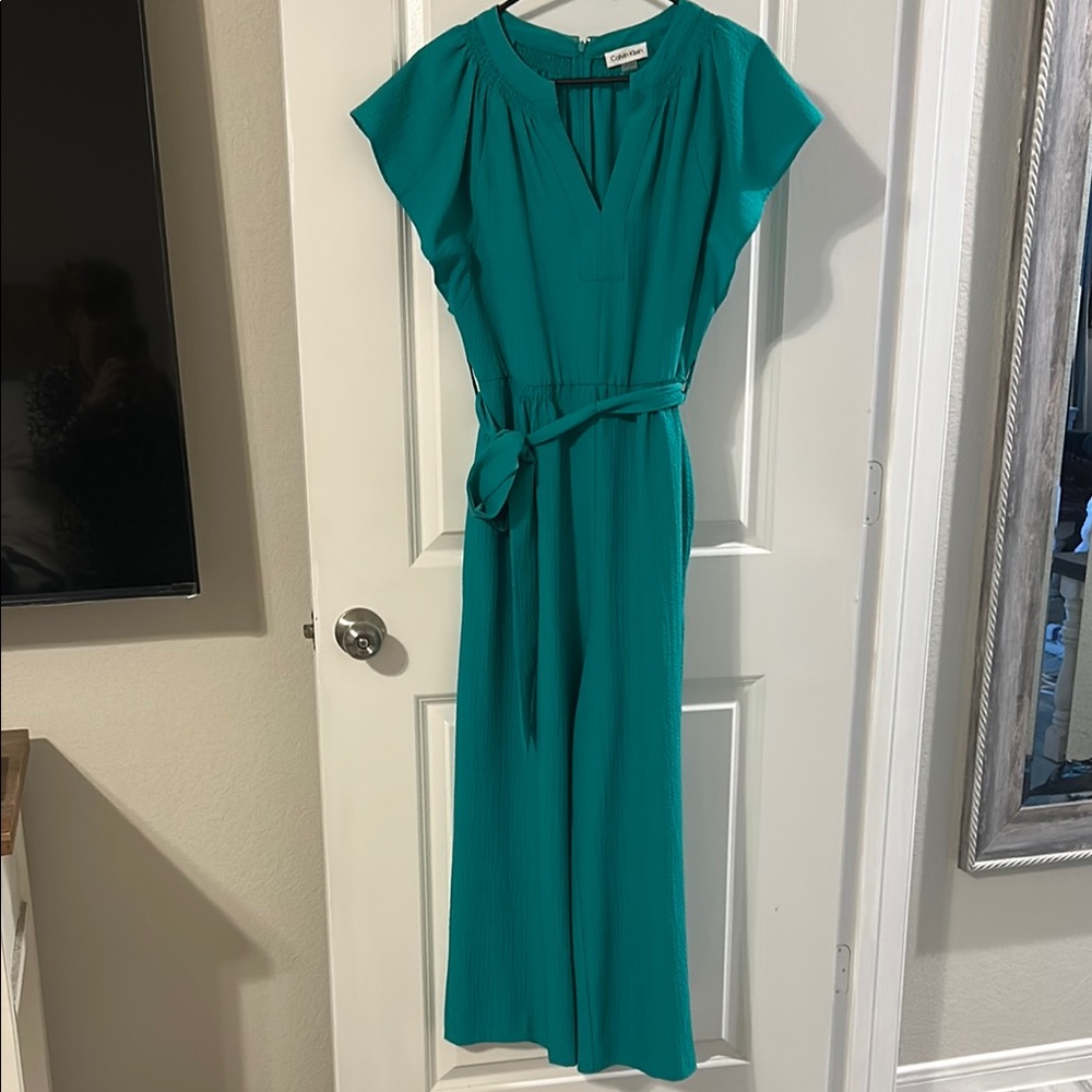 Calvin Klein Teal Jumpsuit with Belt